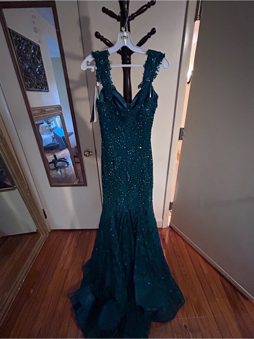 NEW IVONNE D sweetheart trumpet evening dress in emerald Style #ID43 - Picture 8 of 11